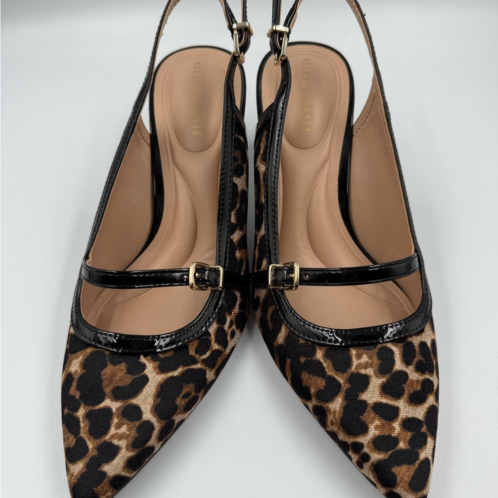 Kelly & Katie Leopard Slingback Heels w/ Mary Jane Strap Size 7M - Picture 2 of 6